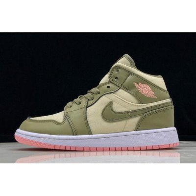 Nike Bayan Air Jordan 1 Mid Gs Trooper/Bleached Mercan Basketbol Ayakkabısı Türkiye - AKXEMARU